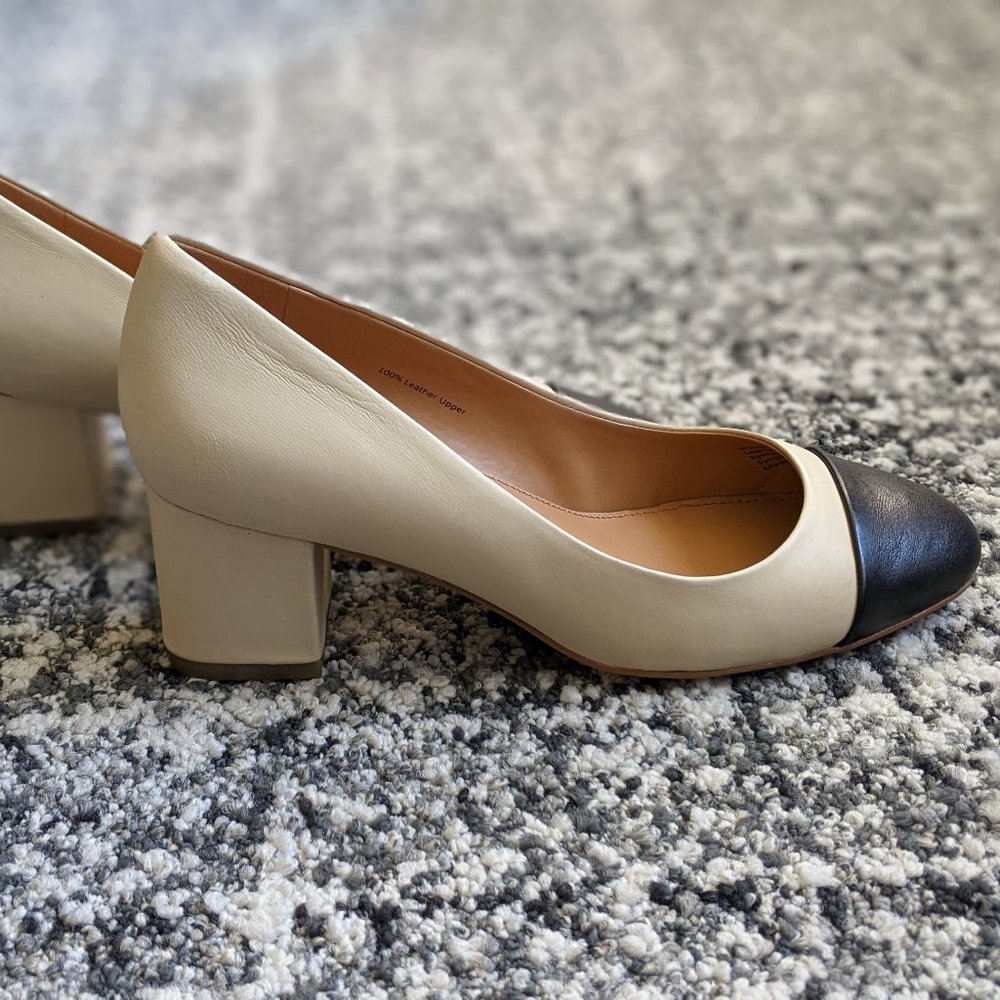 J. Crew Factory Bryn Cap-Toe Leather Block Heels 7.5